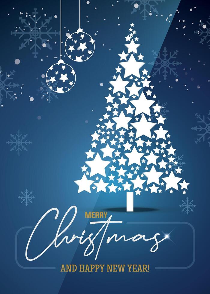 Christmas tree illustration with stars vector