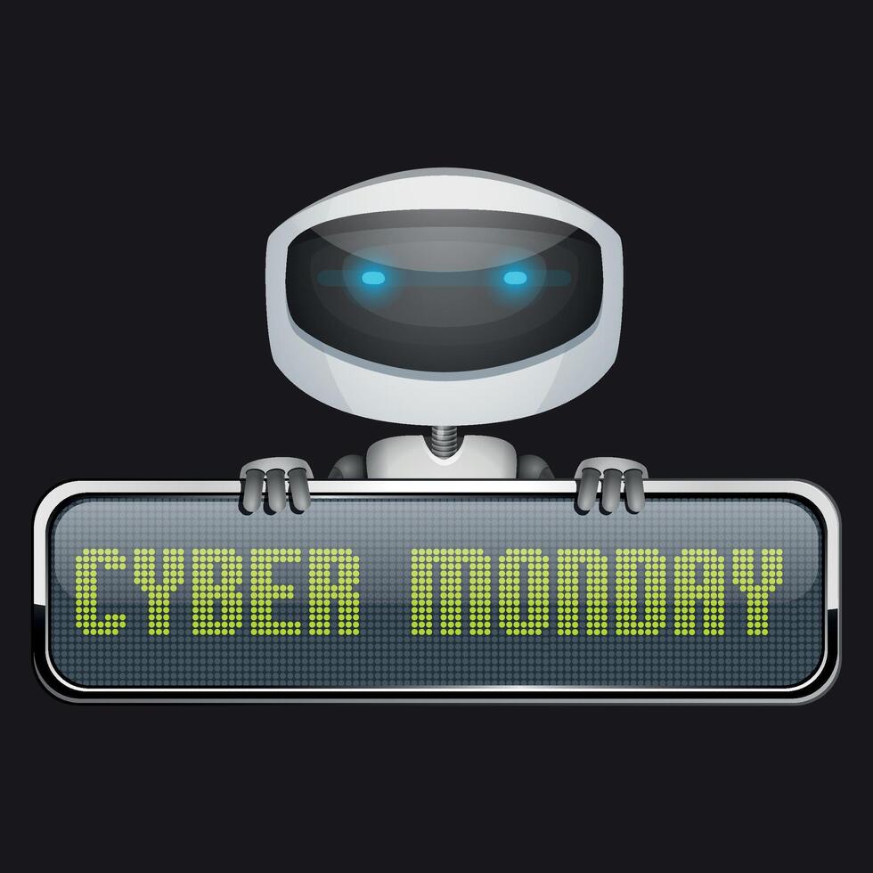 Robot announcing Cyber Monday sales vector