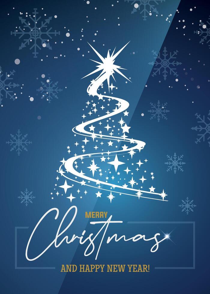 Christmas tree with stars and snowflakes vector