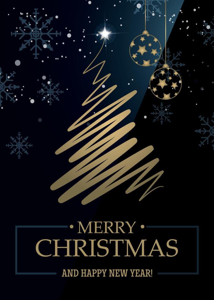 Stylish Christmas tree and decorations vector