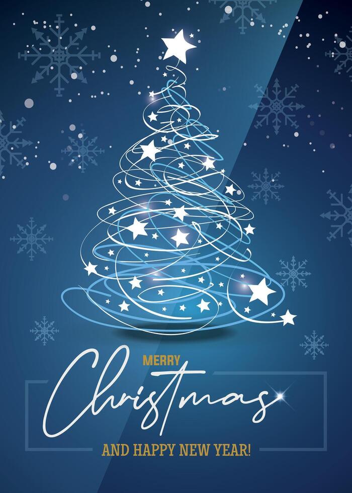 Stylized Christmas tree with stars vector