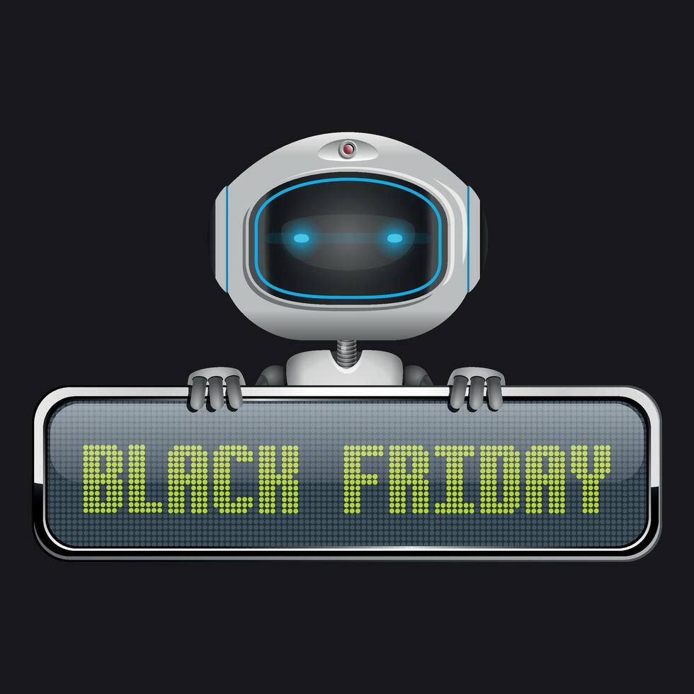 Robot with Black Friday sign vector