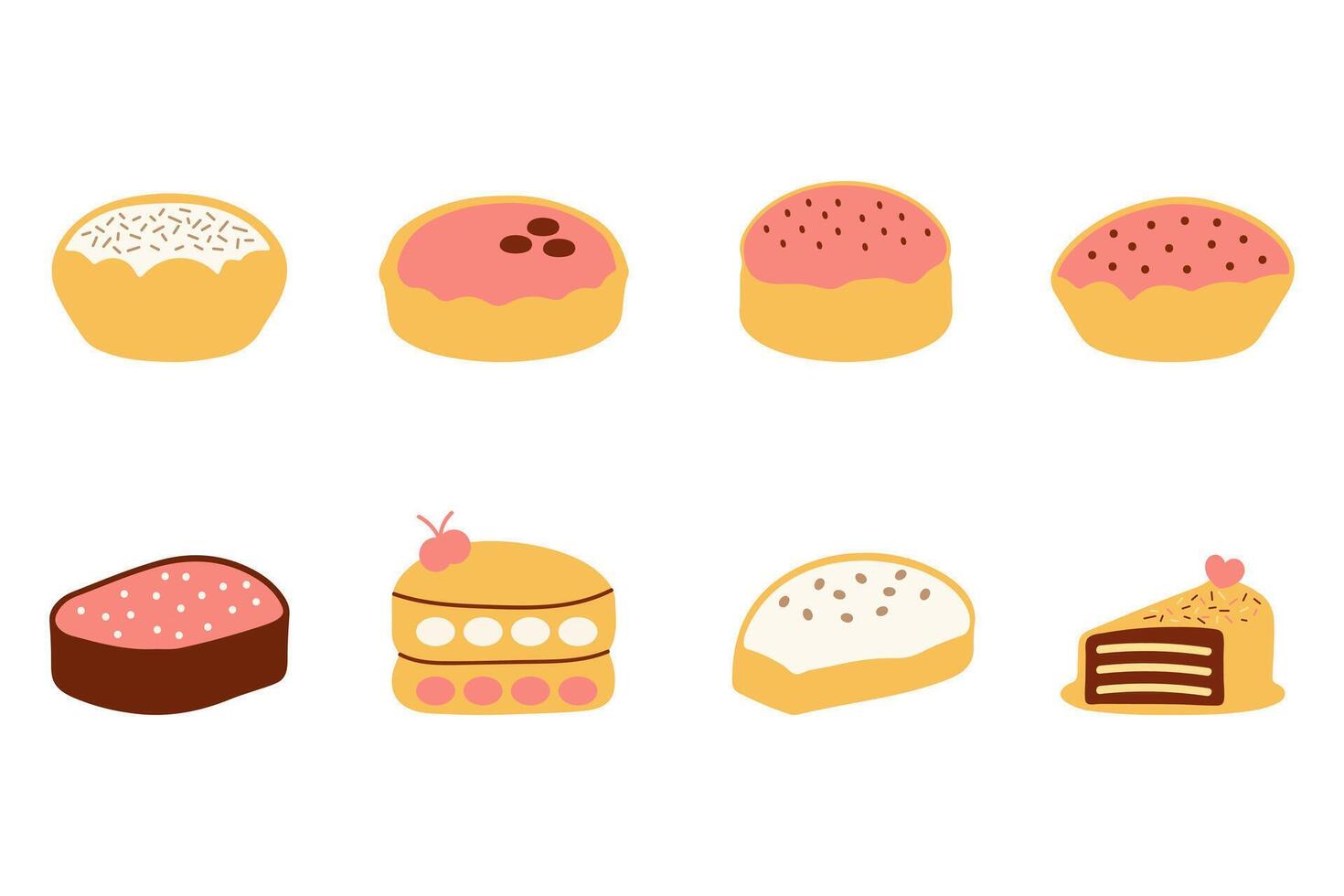 Delicious Festive Cake Illustration Design Set vector