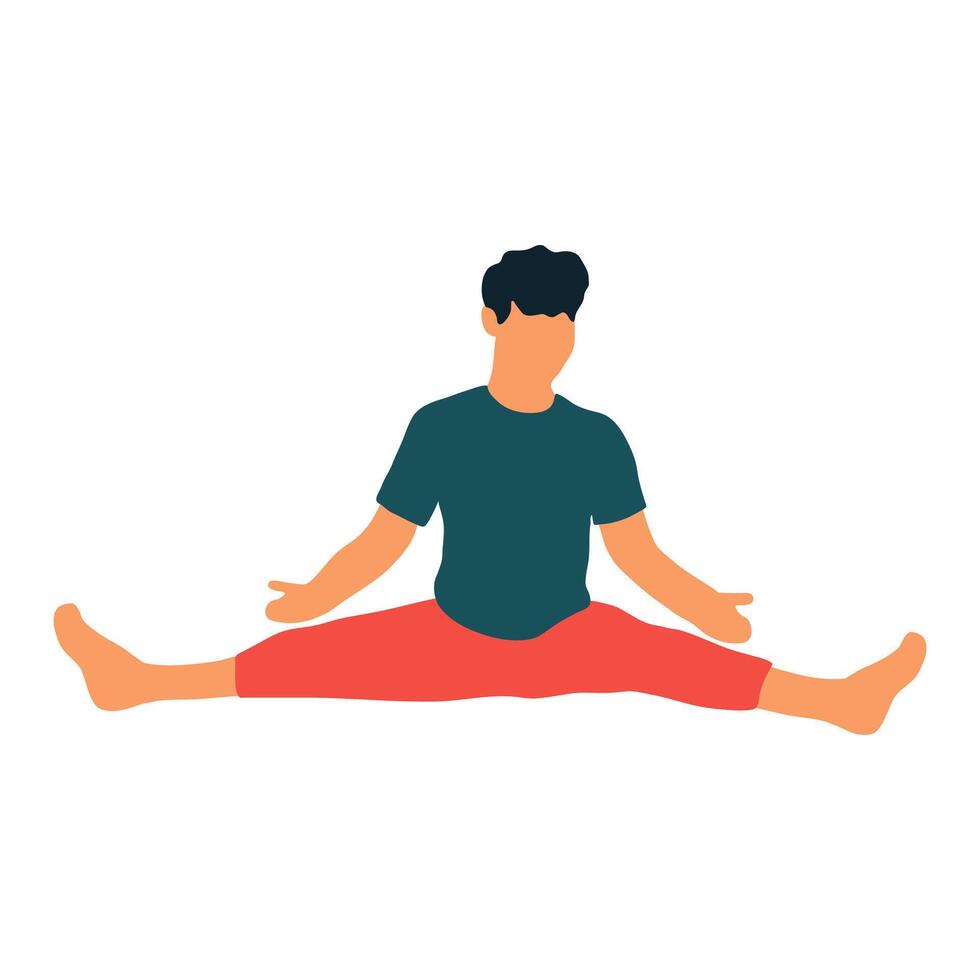 Illustration of Man Doing Yoga Split vector