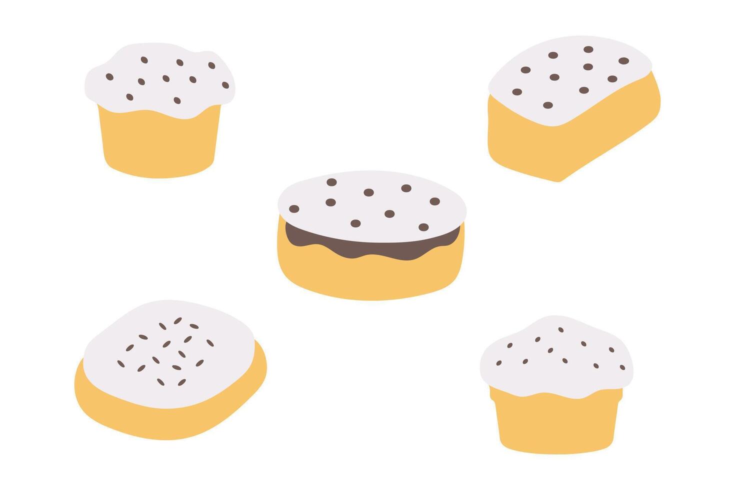 Variety of Simple Cake Illustration Design Set vector