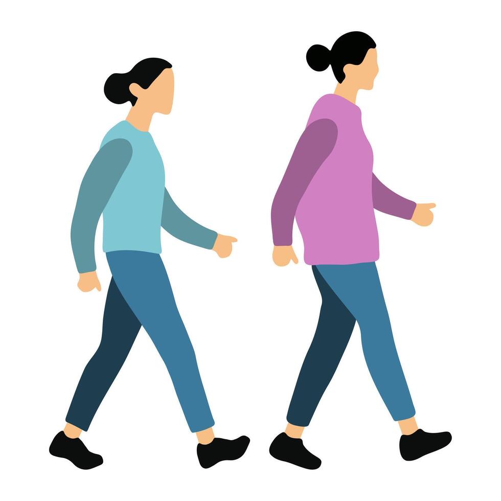 Illustration of Two Women Walking. A Joyful Friendship vector