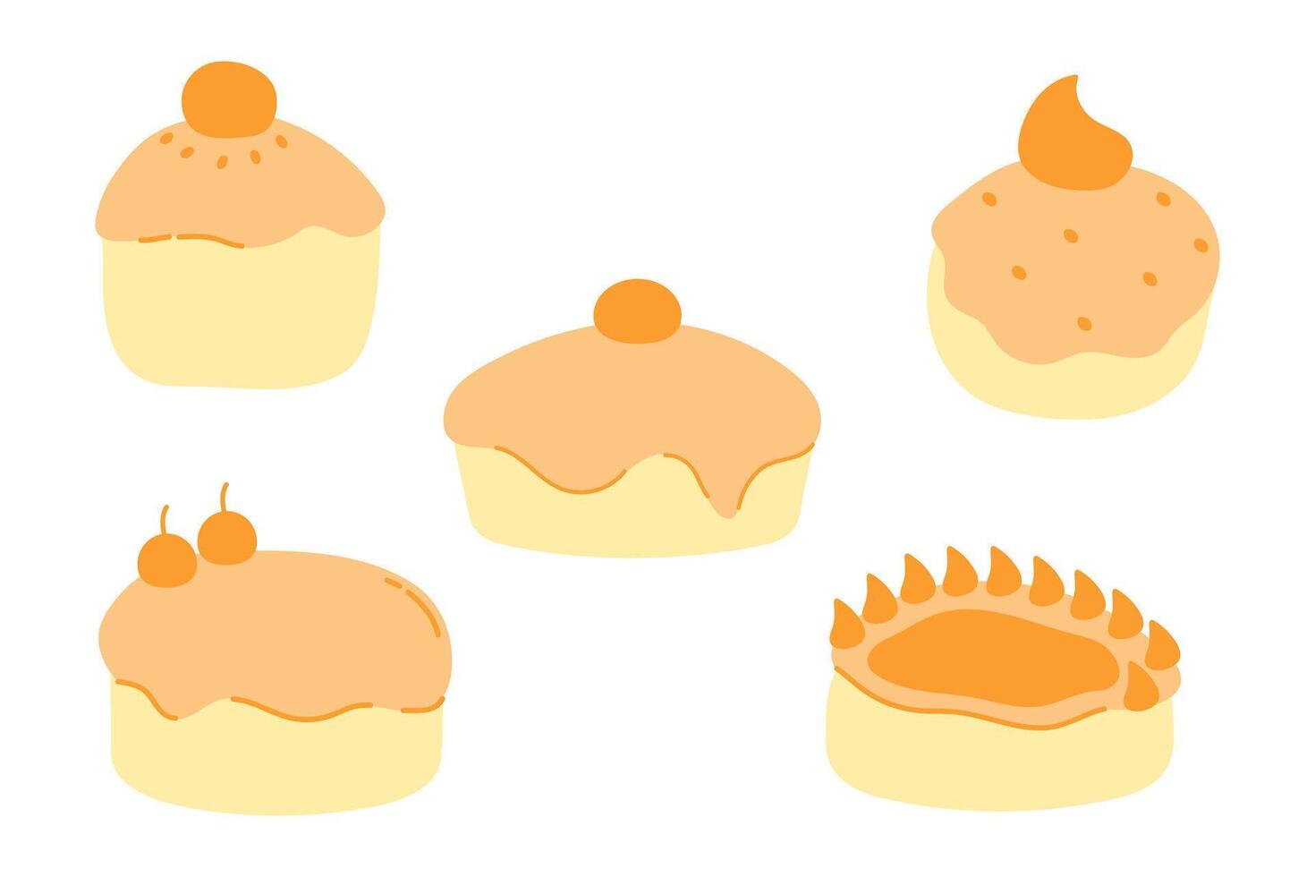 Simple Cake Illustration Design Set in Various Styles vector