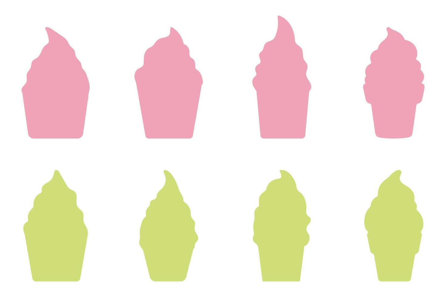 Yummy Sweet Ice Cream in a Cup Silhouette Icon Collection vector