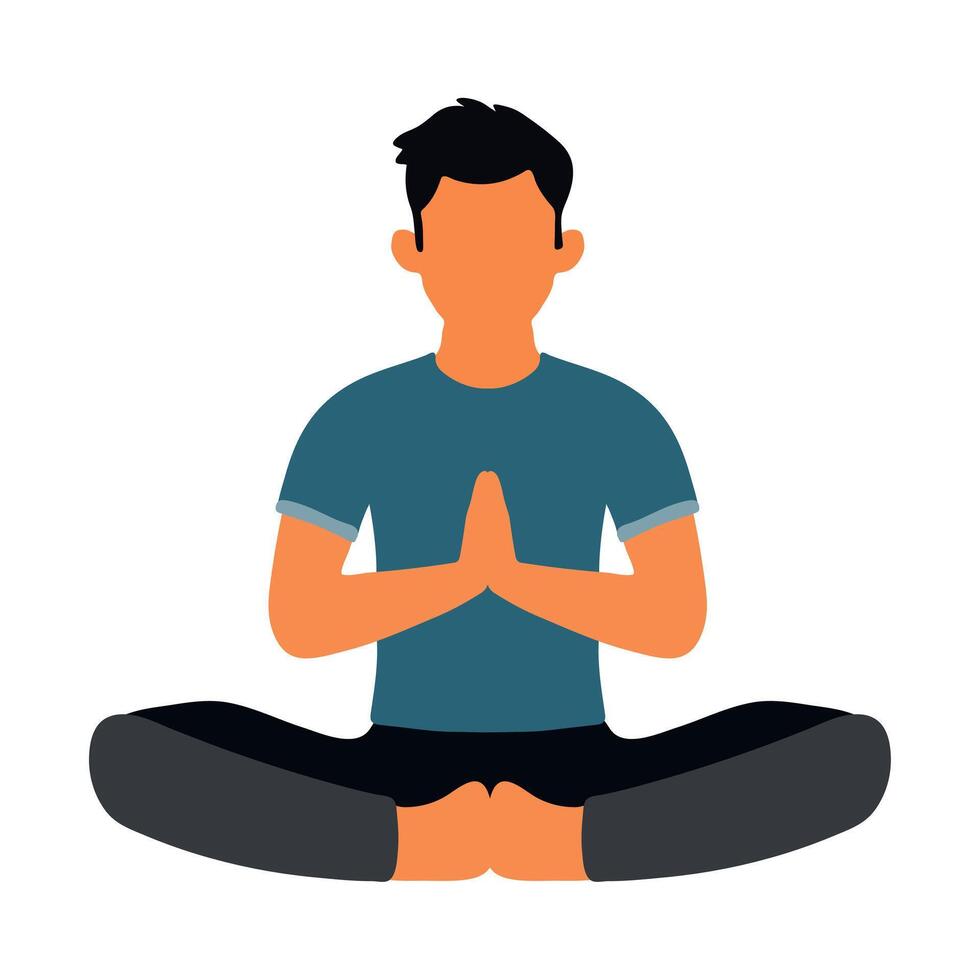 Illustration of Man in Lotus Position. Sport Yoga Design vector