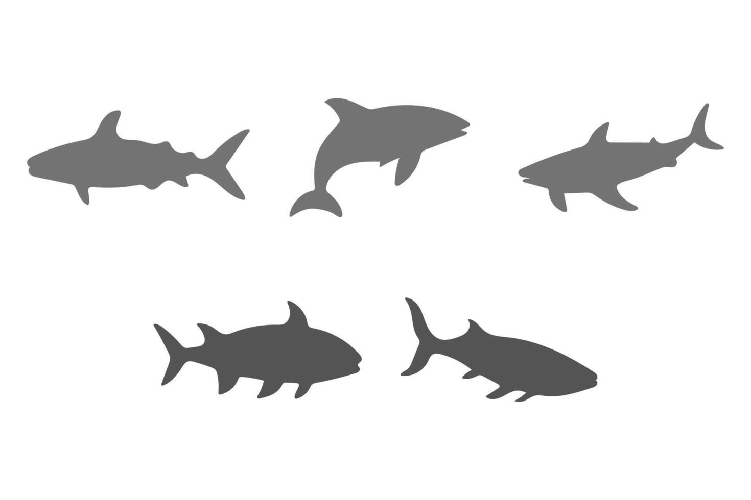Ocean Fish Silhouette Icon Set Design vector