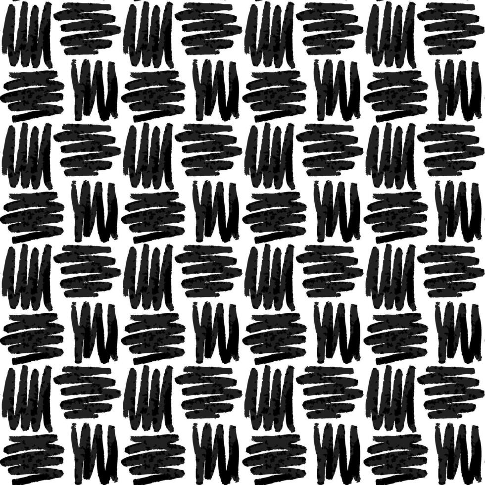 zigzag pattern in mosaic. Dry brush. Monochrome art background. Zigzag with rotation vertical and horizontal. Repetitive pattern with hand-drawn effects. Seamless texture of dry brush. vector