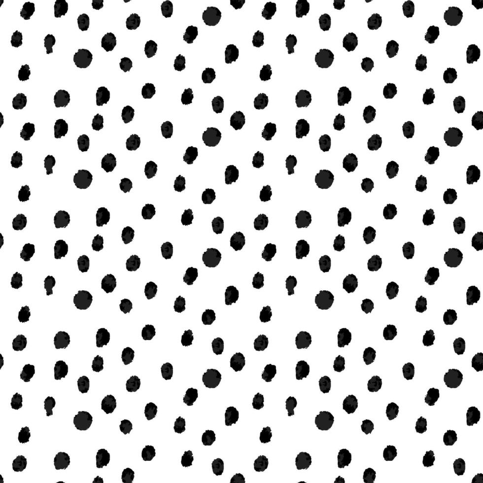 Abstract pattern with different dots. Wet brush with clear and blurred colors. Monochrome art background. Repetitive pattern with hand-drawn effects. Seamless texture of bad printing, grunge. vector