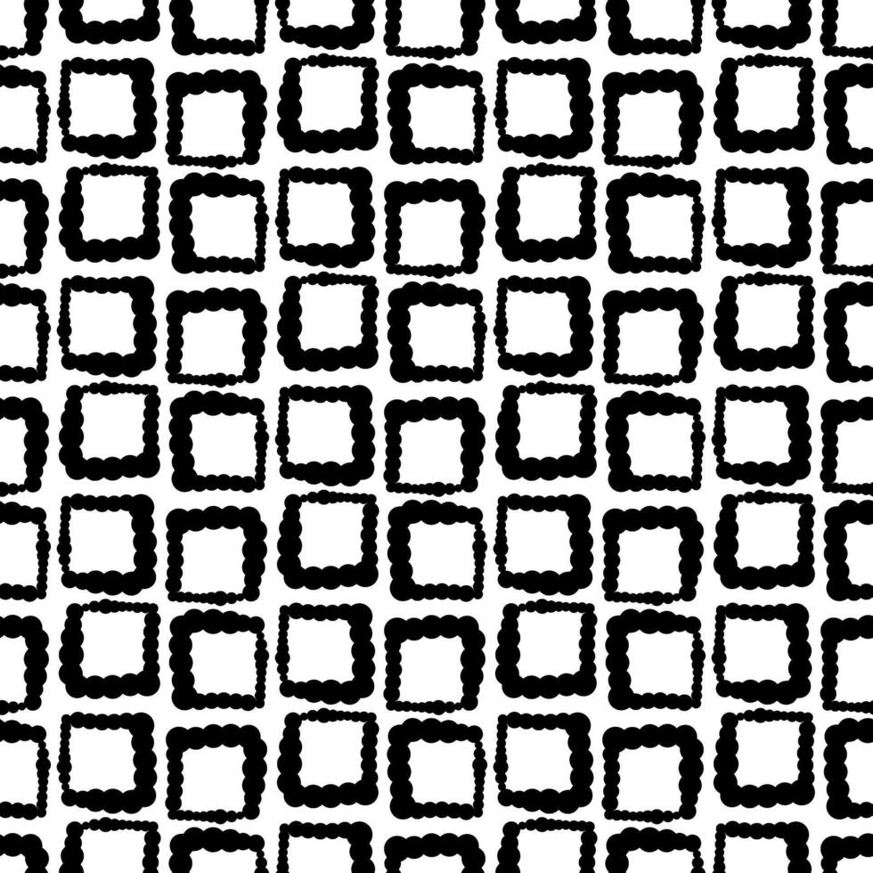 Abstract pattern with squares of different thicknesses. Wet brush to create clear, blurred colors. Monochrome. Repetitive pattern with hand drawn effects. Seamless texture with poor printing, grunge. vector