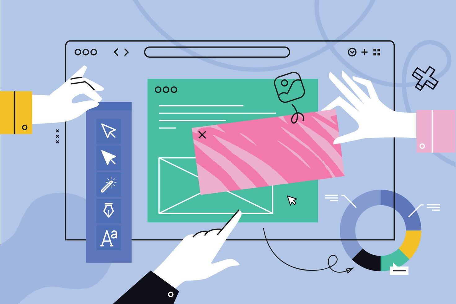 Digital design collaboration illustration vector