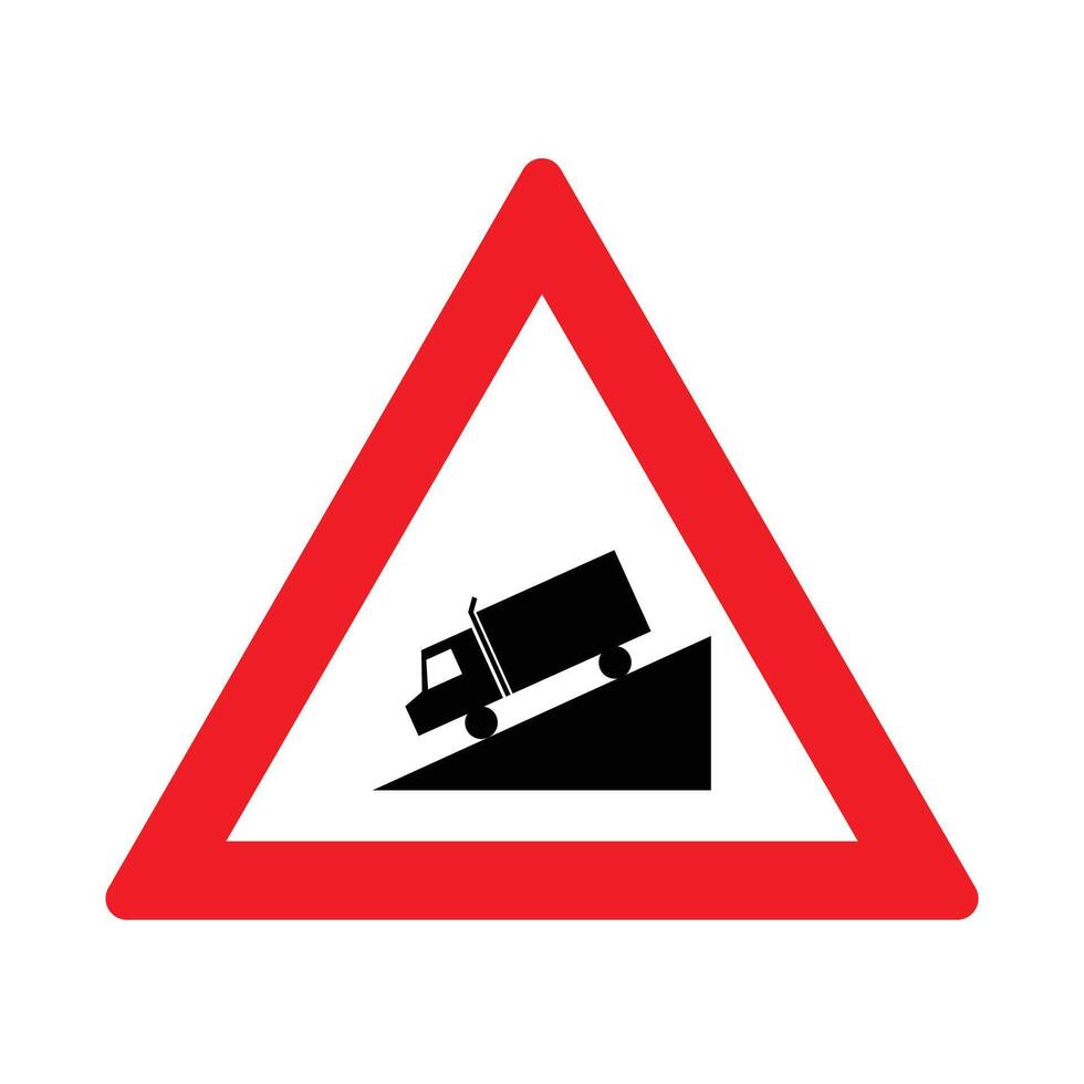The Illustration of Triangle of Downgrade Road Ahead vector