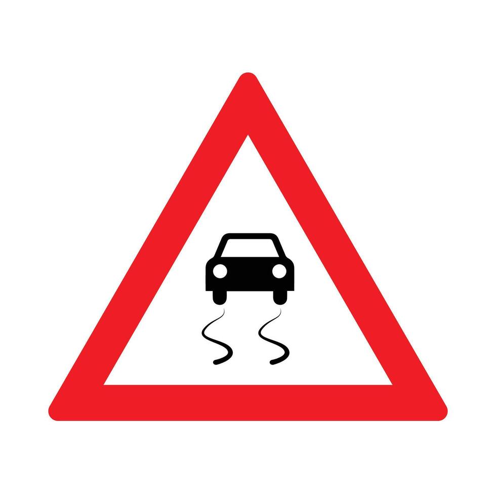The Illustration of Triangle of Slippery Road vector