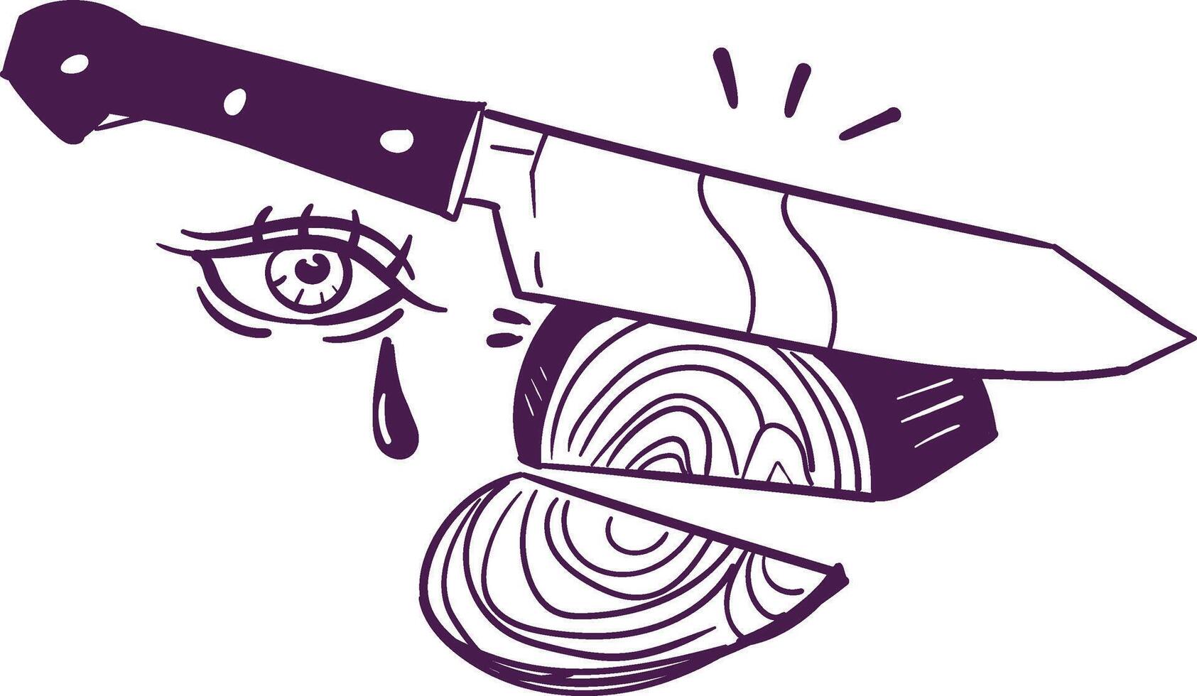 A knife with a slice of wood in it vector