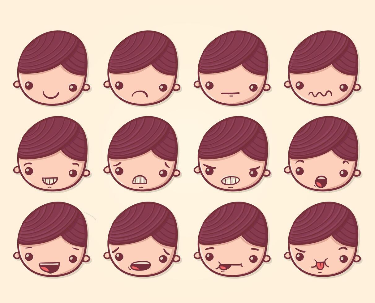 Cartoon faces showing various emotions vector