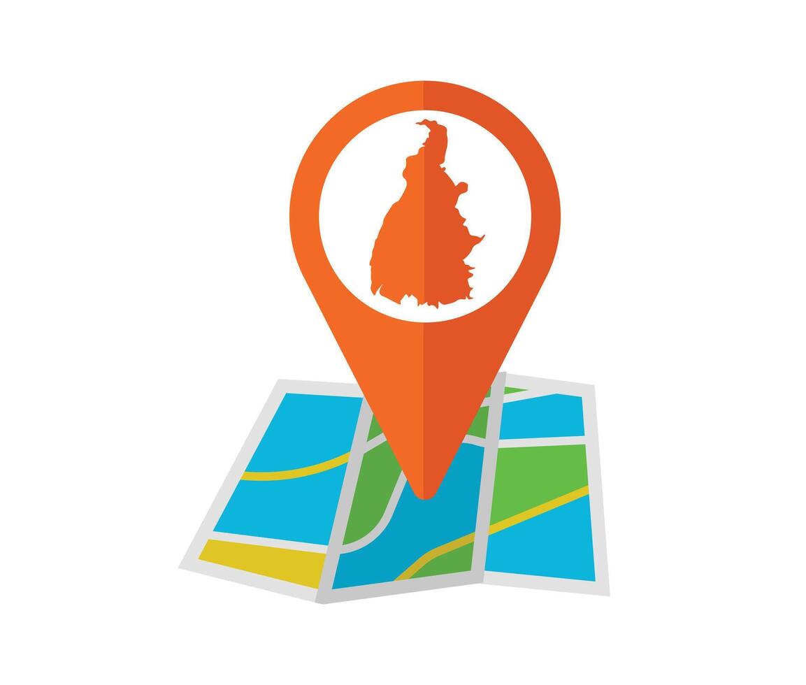 Map with location pin icon vector