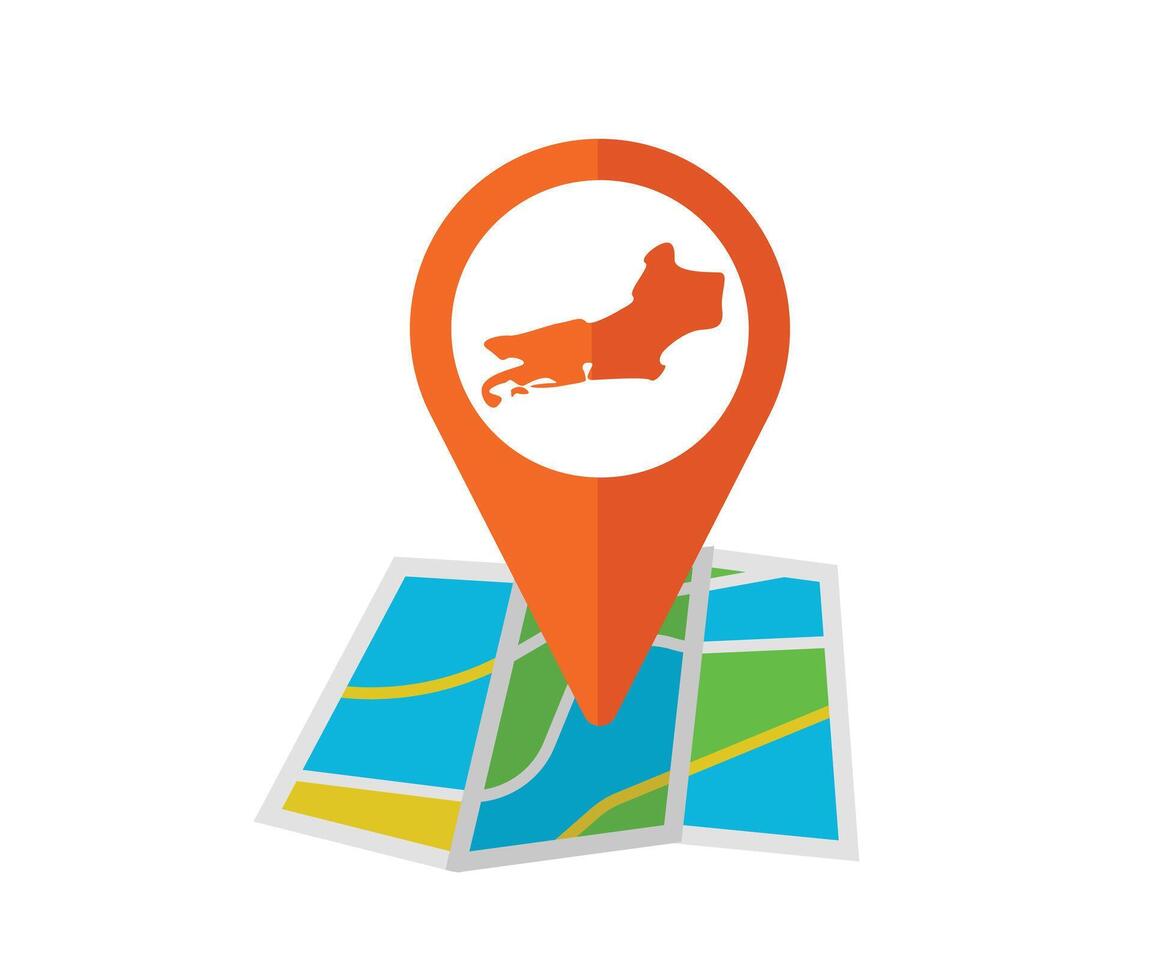 Map with location pin icon vector