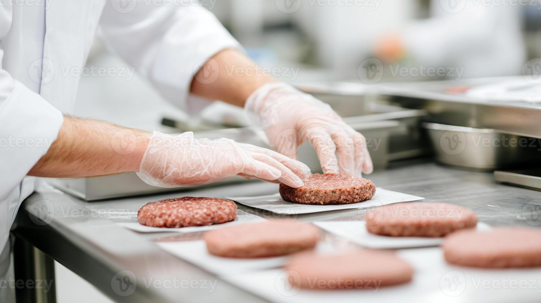Chef preparing burger patties photo
