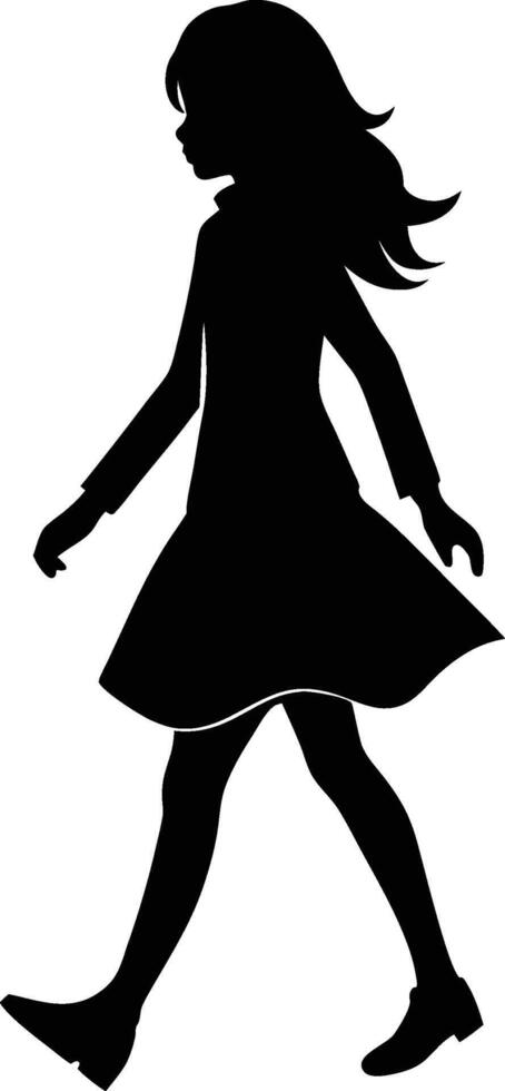 Silhouette of a young woman walking confidently vector