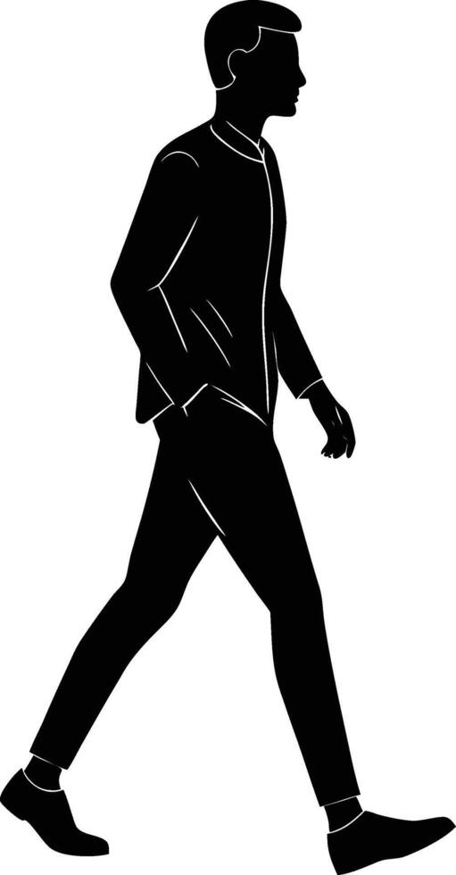 Silhouette of a man walking confidently on a white background vector
