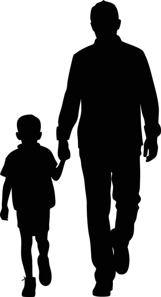 Father and Son Walking Holding Hands Silhouette vector