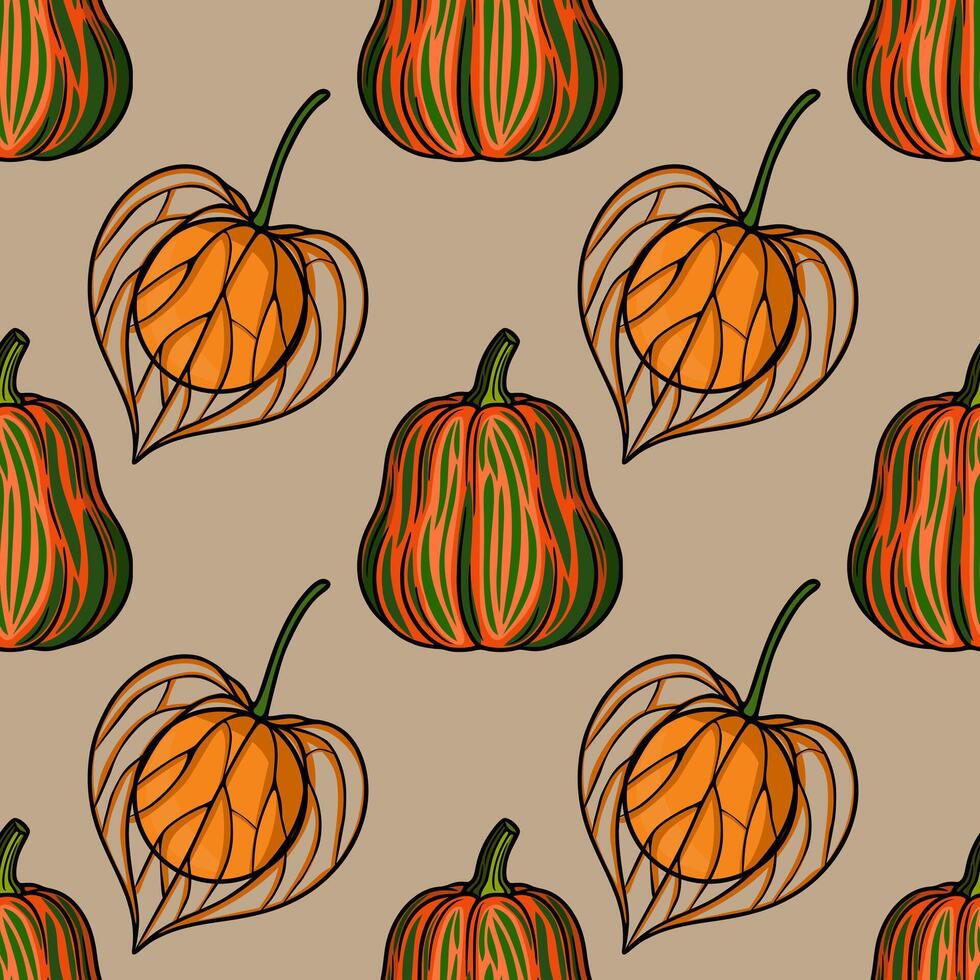 Colorful pumpkin pattern design vector