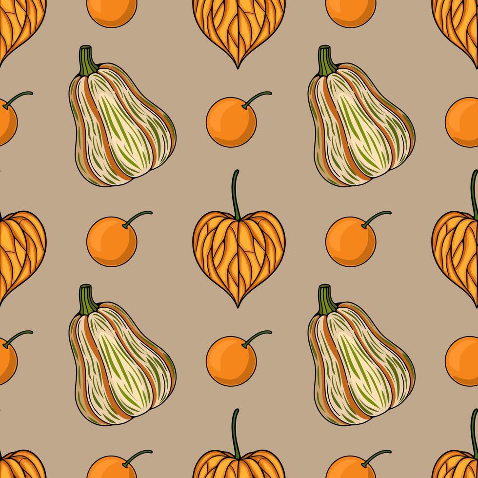 Pumpkin and orange pattern design vector