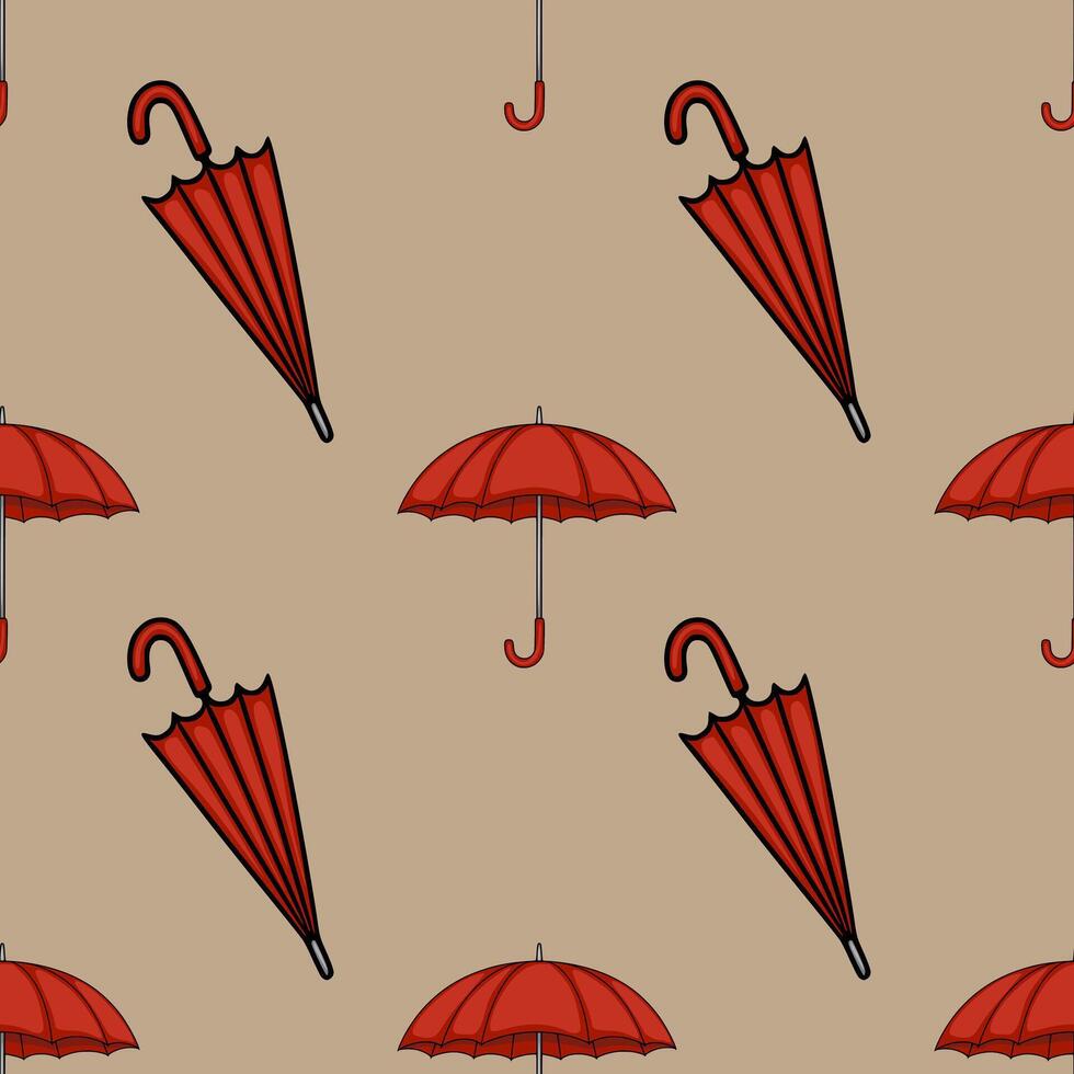 red umbrellas pattern design vector