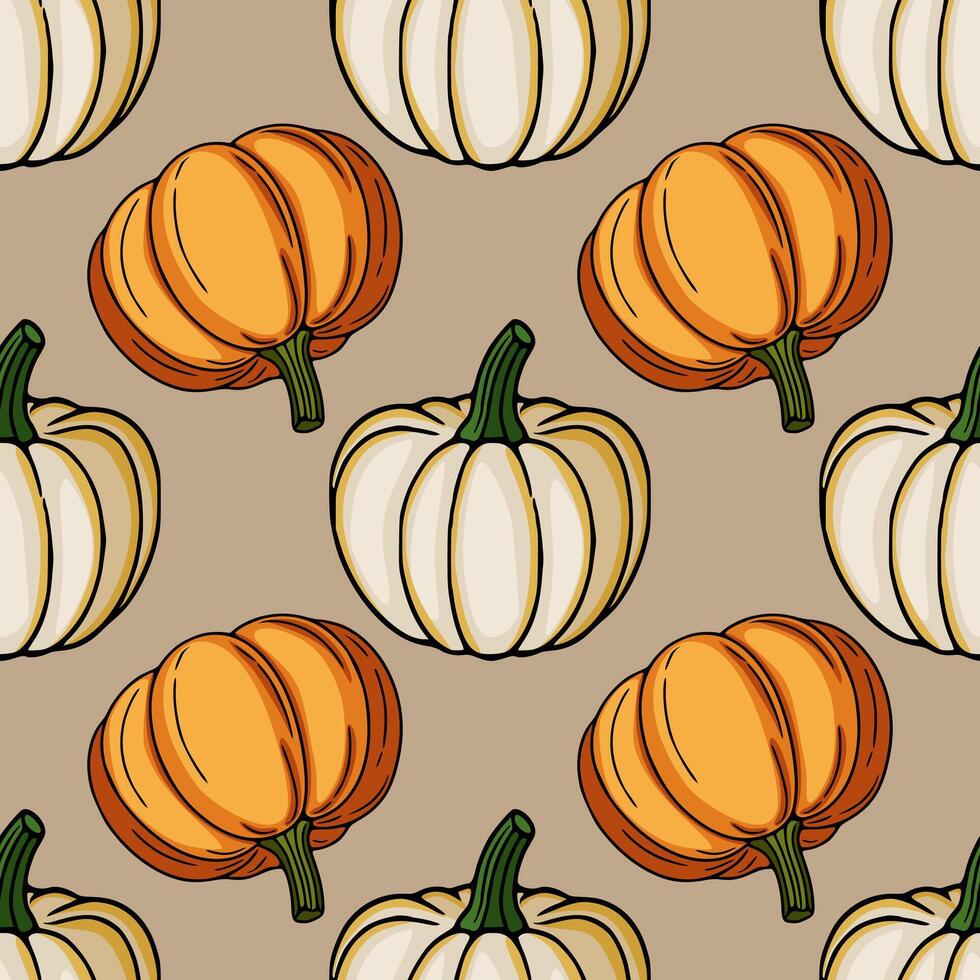 Colorful pumpkins pattern design vector