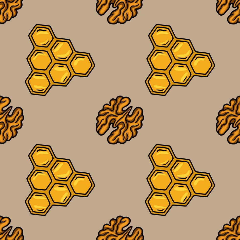 Honeycomb and walnut pattern design vector