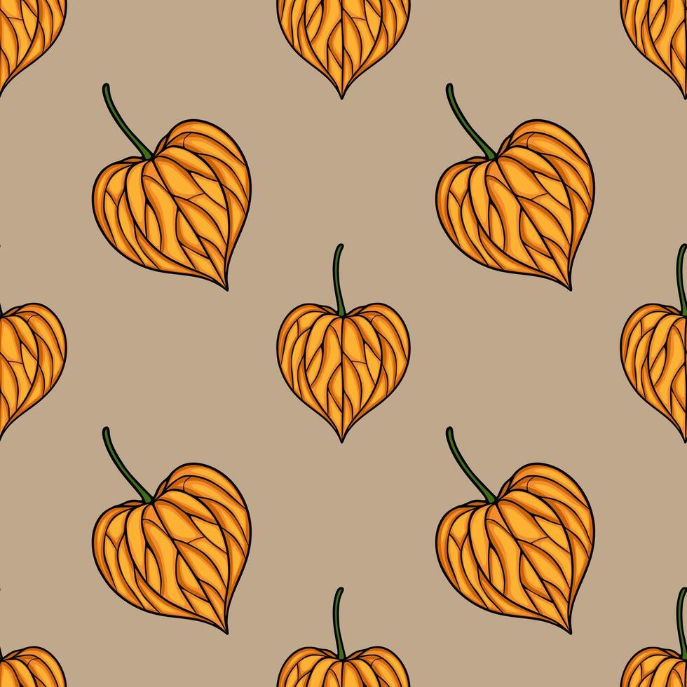 Autumn leaf design pattern on beige vector