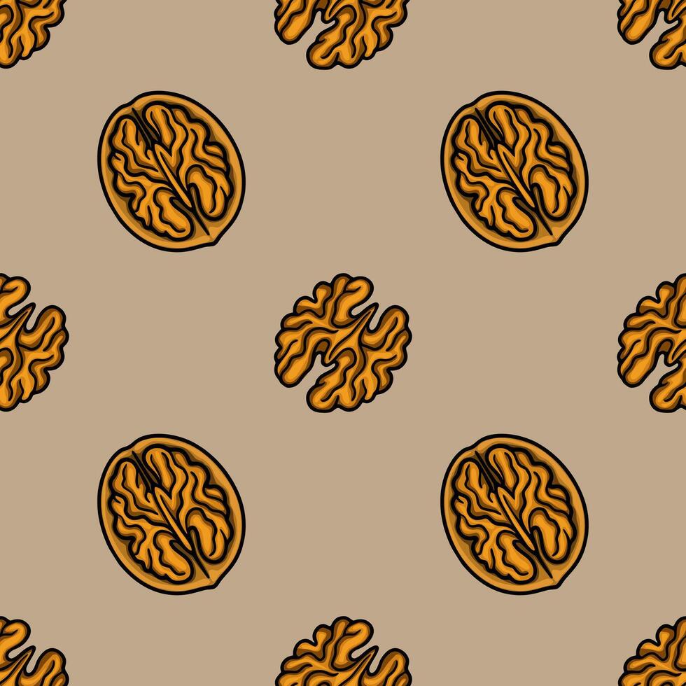 Walnut pattern design on beige background vector