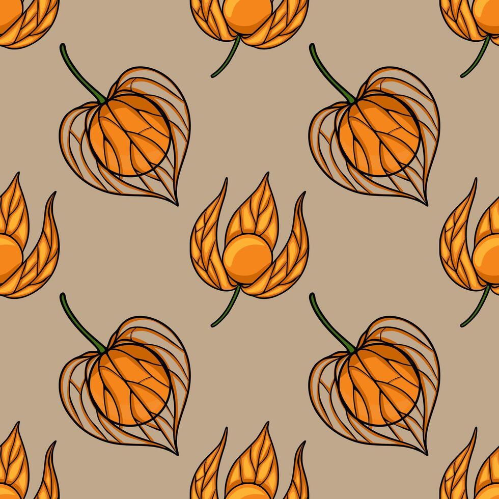 Orange physalis pattern design vector