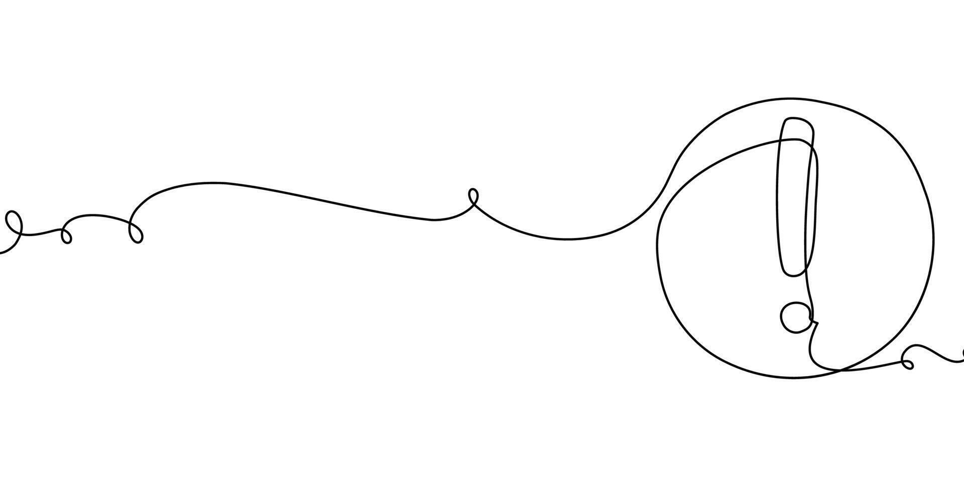 Exclamation continuous line alert stop sign caution attention danger mark icon. Line hazard exclamation safety risk point illustration important road triangle mistake error outline alarm drawing mark. vector