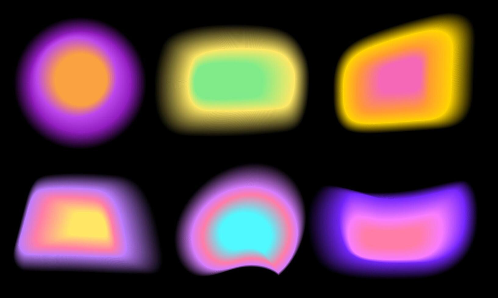 Abstract blurred colorful shapes with neon glow. Gradient geometric forms for modern design, poster, banner, background. Digital, vibrant, creative template vector