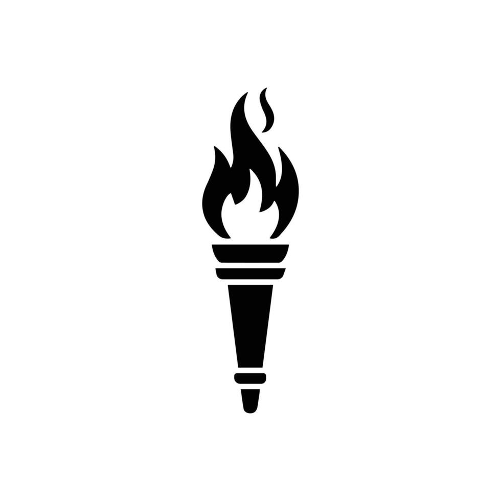 Minimalist Black Torch Icon with Flame on White Background vector