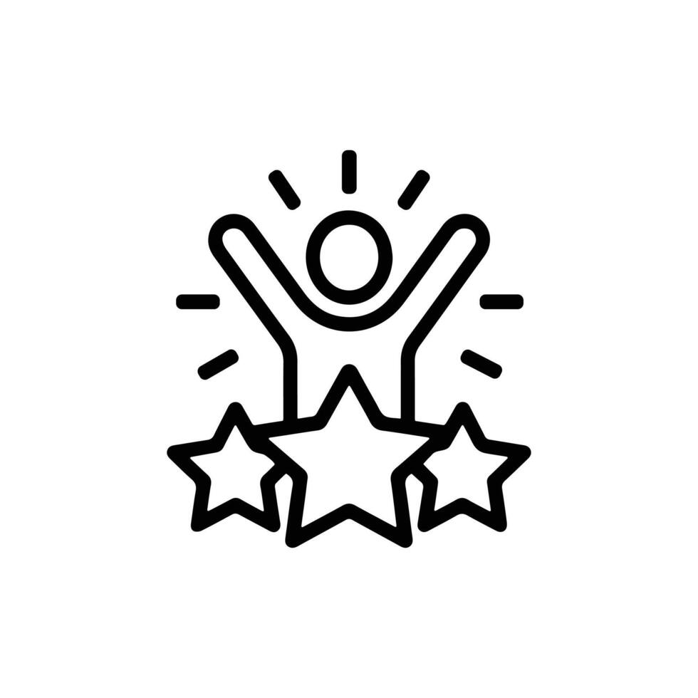 Achievement Icon with Stars and Happy Person Line Art vector