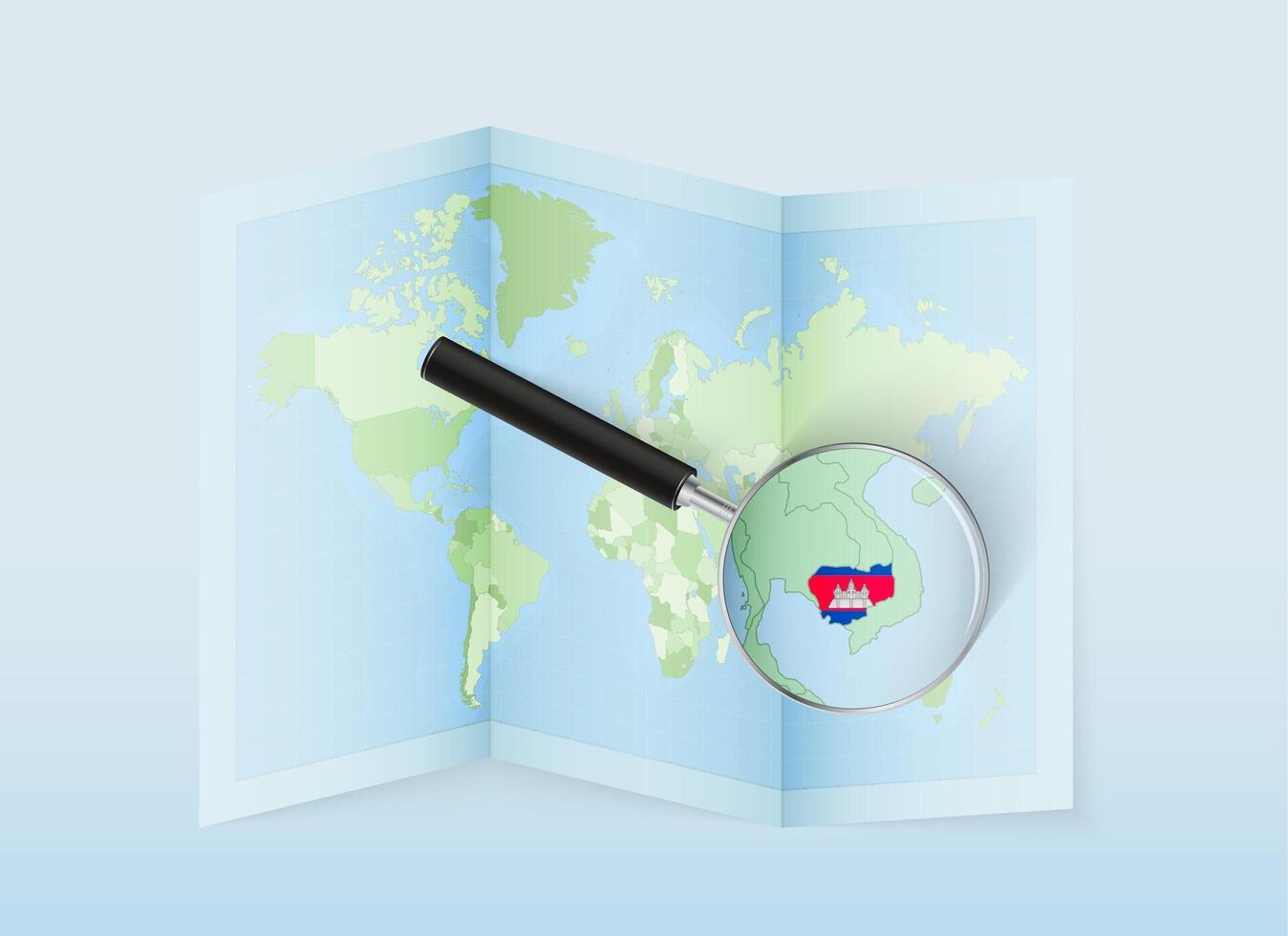 Map highlighting Cambodia on world map vector