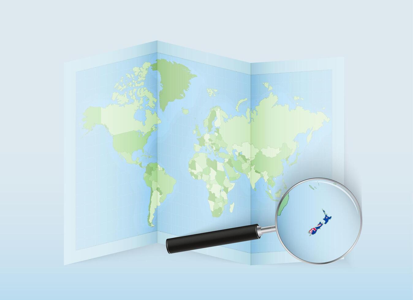 World map with magnifying glass vector