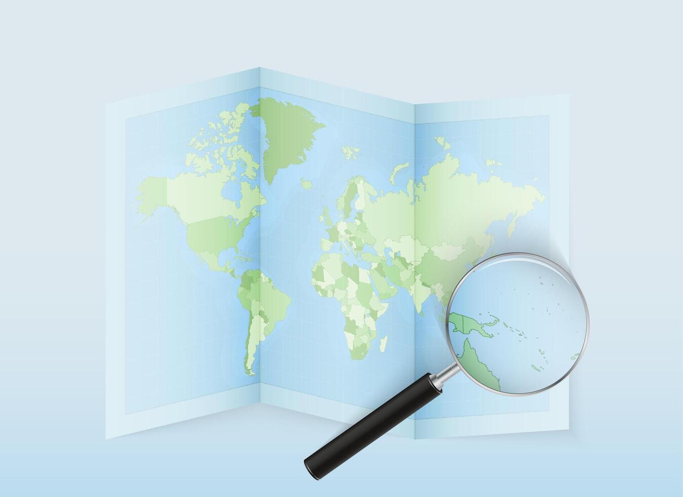 World map with magnifying glass vector