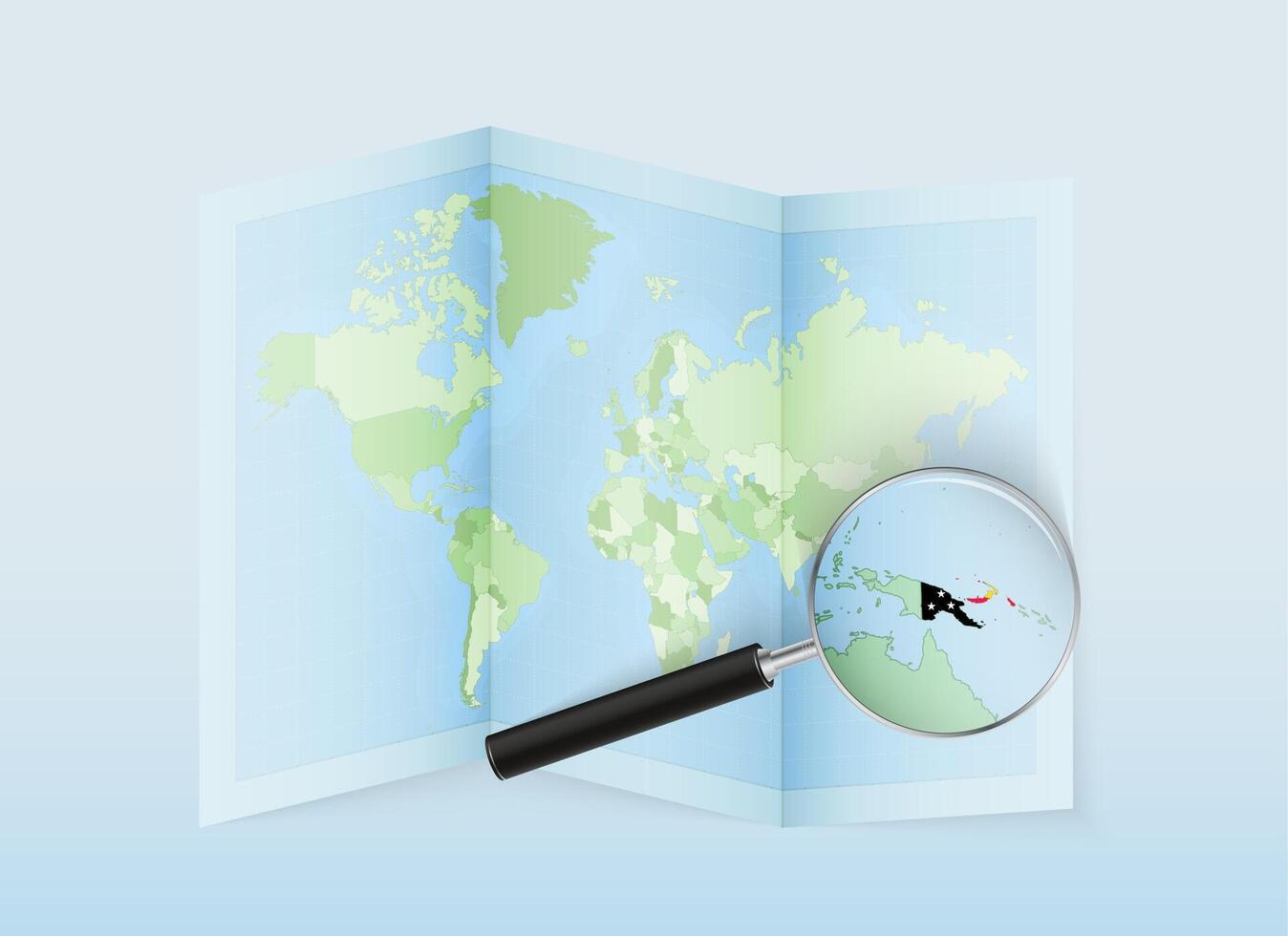 World map with magnifying glass vector