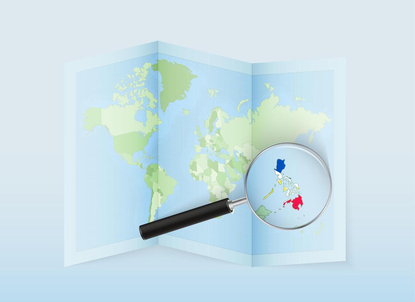 map with magnifying glass vector