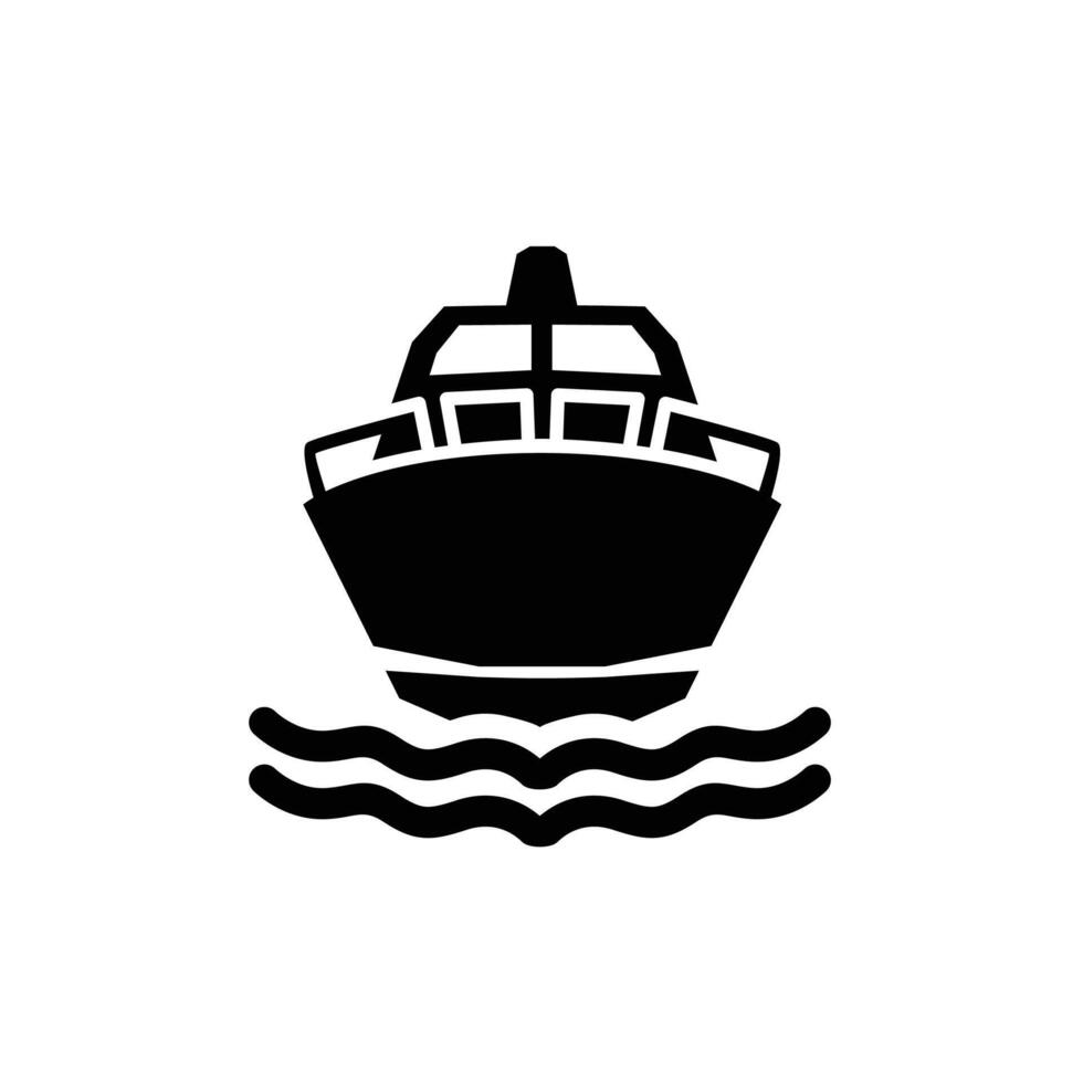 boat icon illustration, Sea Transportation Silhouette Icon, Port Stop Sign for Public Transportation, Isolated boat front view sign vector