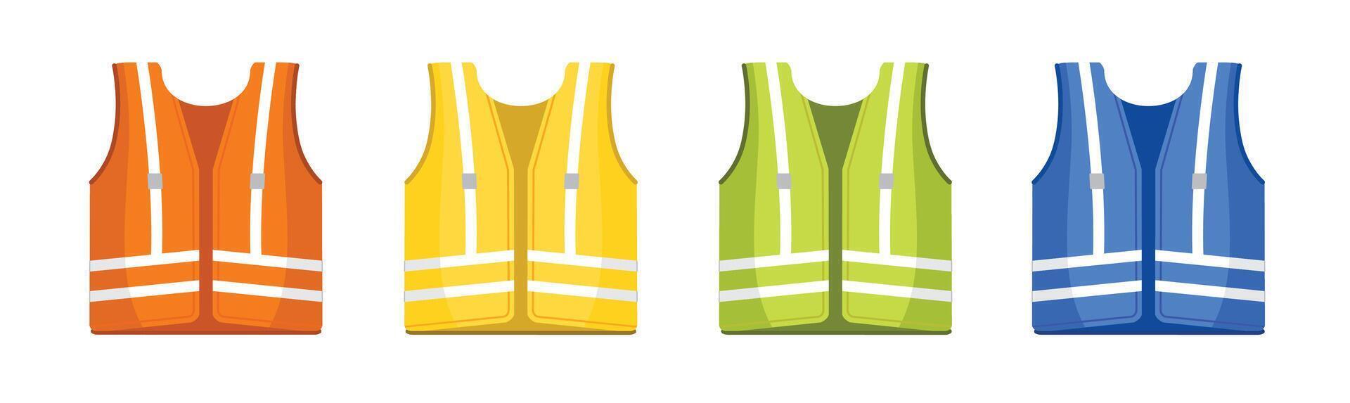 Bright safety vests in multiple colors vector