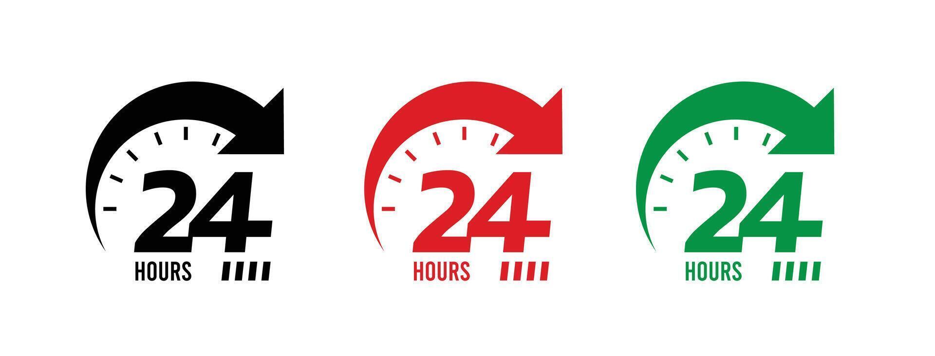 24 hour service sign, 24 hour order execution symbol, 24 hour fast sign, fast service icon. vector