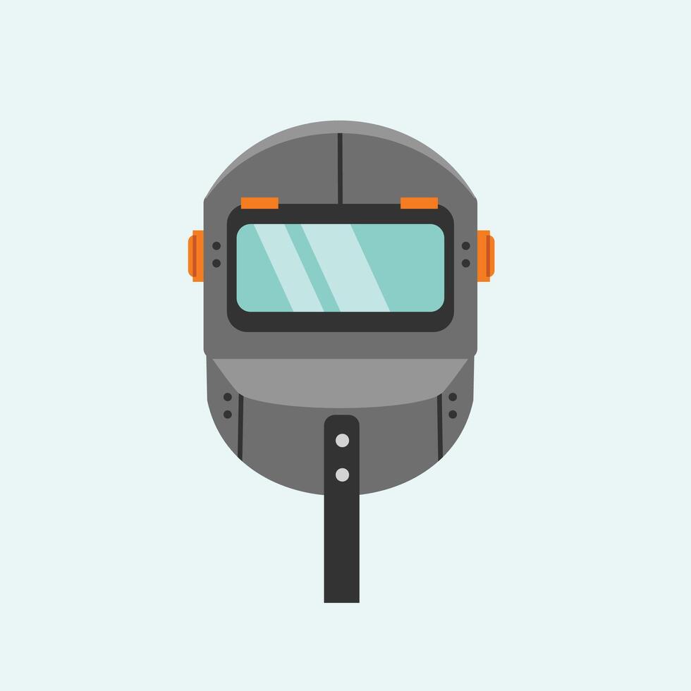 Flat style construction safety welding mask icon. Safety mask, worker hat, protection and security concept. vector