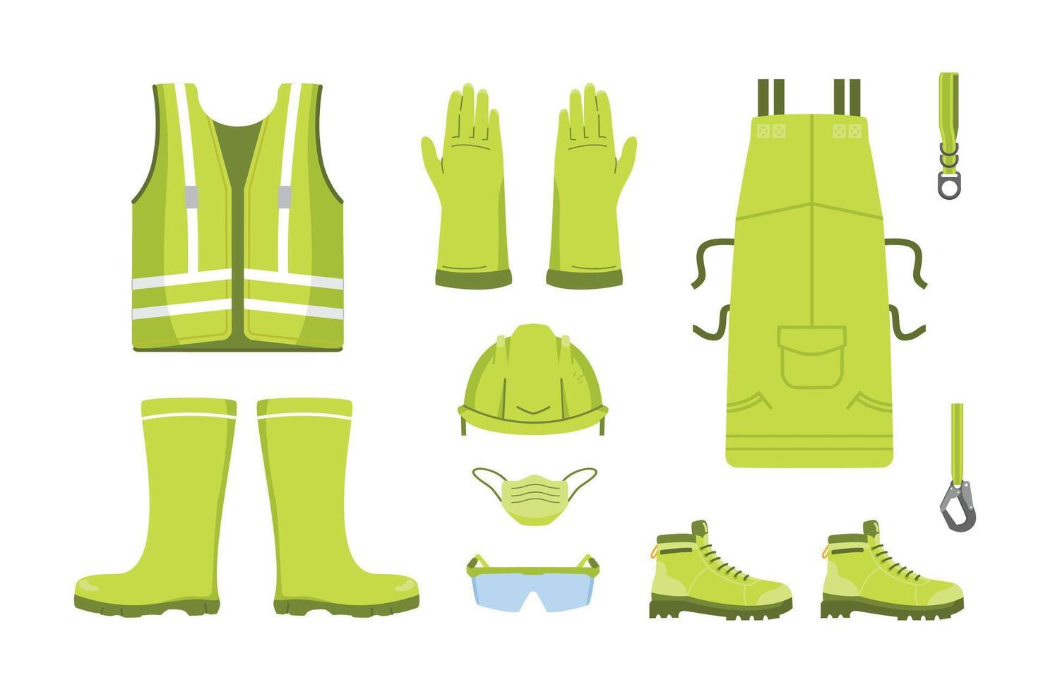 Safety gear including vests, gloves, and boots vector